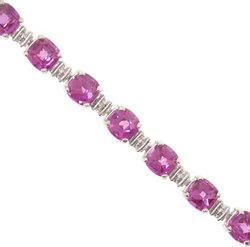 Purple Created Sapphire Diamond Genuine White Gold Braceletpurple 