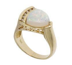 Trillion Cut Opal Diamond 14K Gold Filigree Ringtrillion 