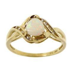 Trillion Cut Opal Diamond Gold Ringtrillion 