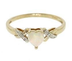 Heart Cut Opal Diamond Gold Ringheart 