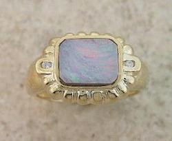 BIG OPAL DIAMOND 14KT GOLD RINGbig 