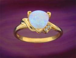 Ladies Opal and Diamond Gold Ringladies 