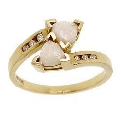 Trillion Cut Opal Diamond Gold Bypass Ringtrillion 