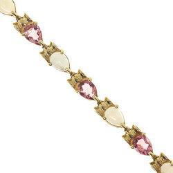 Pear Cut Opal Pink Tourmaline Gold Link Braceletpear 