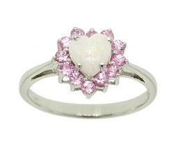 Heart Cut Opal Pink Sapphire White Gold Ringheart 