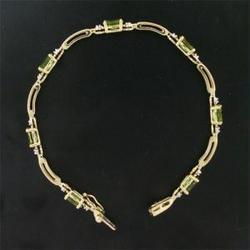 Peridot and Diamond 14K Gold Braceletperidot 