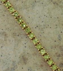 Peridot and Diamond 14K Gold Braceletperidot 