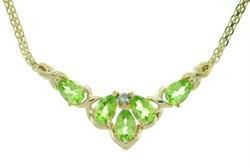 Pear Peridot and Diamond Gold Necklacepear 