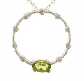 Silver Circle of Life Pendant Necklace Peridot Diamondsilver 