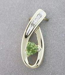 PERIDOT DIAMOND GOLD GEMSTONE SLIDE PENDANTperidot 