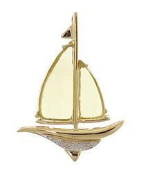 Peridot Diamond and 14K Gold Sailboat Pendantperidot 