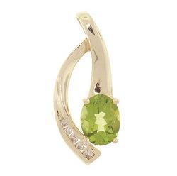 Oval Peridot Diamond 14K Gold Pendantoval 