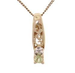 Peridot Diamond Gold Filigree Pendant Necklaceperidot 