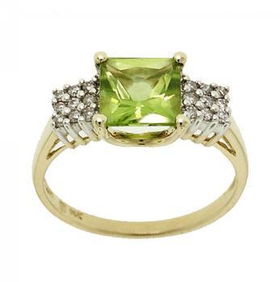 New 14KT Yellow Gold Ring 1.5cttw Peridot Pav  Diamondyellow 