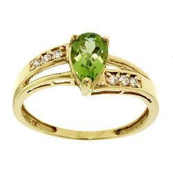 Pear Cut Peridot Diamond Gold Ringpear 