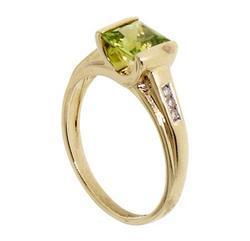 Princess Peridot Diamond Genuine Gold Ringprincess 