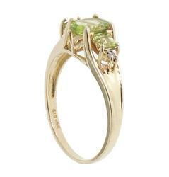 Peridot and Diamond Genuine Gold Ringperidot 