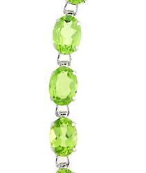 Ladies 9.5CT Oval Peridot 14K White Gold Braceletladies 