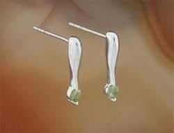 Ladies Peridot and 14K White Gold Earringsladies 