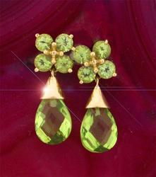 Peridot Fancy 14K Gold Dangle Earringsperidot 