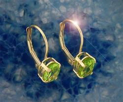 Peridot 14K Gold Leverback Hoop Earringsperidot 