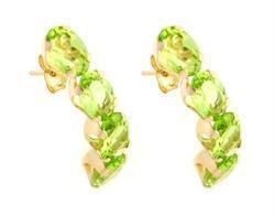 Oval Peridot Gold J Hoop Dangle Earringsoval 