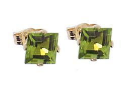 Princess-cut Peridot Gold Stud Earringsprincess 