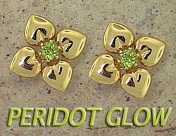 Peridot and 14K Gold Heart Flower Earringsperidot 