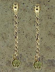 Peridot 14K Gold Twisted Rope Dangle Earringsperidot 