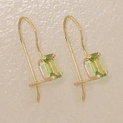 Octagon Peridot Gold Dangle Hoop Earringsoctagon 