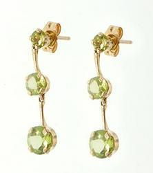 Peridot Gold 3 Stone Dangle Earringsperidot 