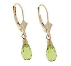 Briolette Peridot 14K Gold Dangle Hoop Earringsbriolette 