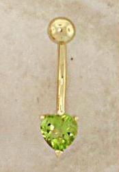 Peridot14K Gold Heart Belly Ringperidot 