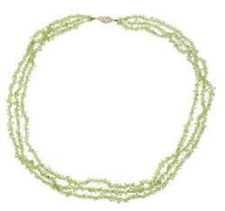 Raw Peridot Gemstone Necklace w/Gold Clamshell claspraw 