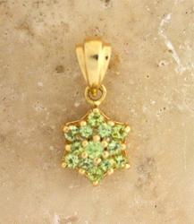 Peridot 14K Gold Flower Dangle Pendantperidot 