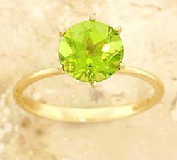 Round Brilliant Solitaire Peridot and Gold Ringround 