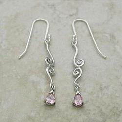 PINK ICE SILVER DANGLE GEMSTONE EARRINGSpink 