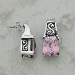 Pink  Ice Silver Gemstone Earringspink 