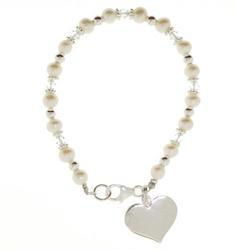 Childrens Pearl and Crystal Sterling Silver  Braceletchildrens 