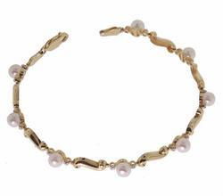 White Pearl and Diamond S-Link 14K Gold Braceletwhite 