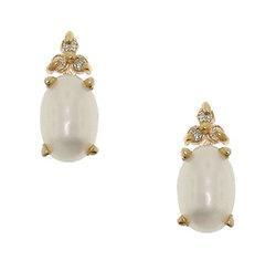 Freshwater Pearl Diamond Gold Stud Earringsfreshwater 