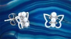 Pearl & Diamond 14K White Gold Butterfly Earringspearl 