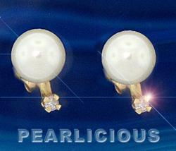 Pearl and Diamond Gold Stud Earringspearl 