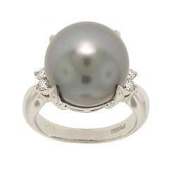 13mm Tahitian Pearl and Diamond Platinum Ringtahitian 