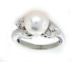 9mm Southsea Pearl and Diamond Platinum Ringsouthsea 