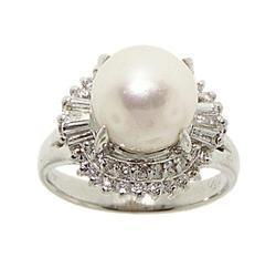 9mm Southsea Pearl and .50cttw Diamond Platinum Ringsouthsea 