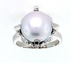 11mm Southsea Pearl and Diamond Platinum Ringsouthsea 