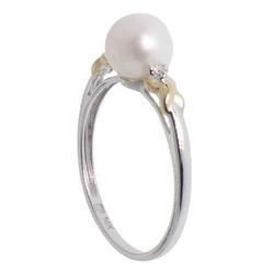 Pearl and Diamond Two-Tone White Yellow Gold Ringpearl 