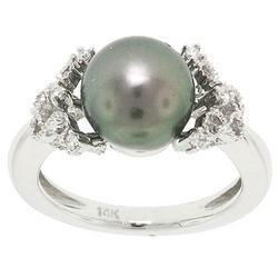 Black Pearl Diamond 14K White Gold Ringblack 