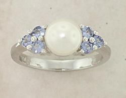 Pearl Tanzanite White Gold Ringpearl 